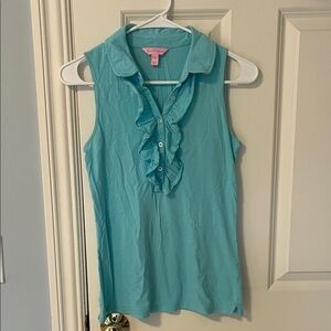 Lilly Pulitzer Ruffle Aqua Top